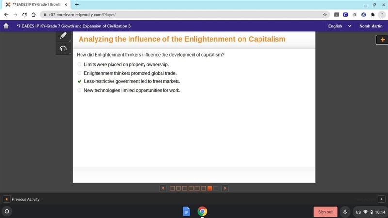 How did Enlightenment thinkers influence the development of capitalism? Limits were-example-1