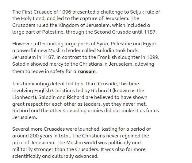 Even though the Cristians from Western Europe lost the Crusades to the Muslims, in-example-2