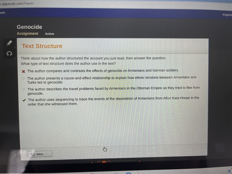 Think about how the author structured the account you just read, then answer the question-example-1