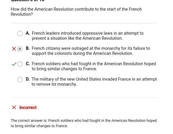 How did the american revolution contribute to the start of the french A. French leaders-example-1