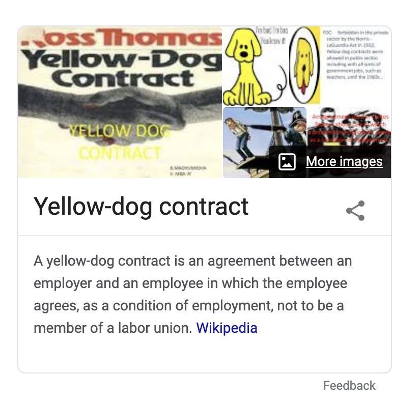 What did workers do when they signed yellow-dog contracts? (1 point) Agreed to work-example-1