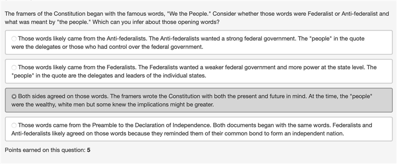 The framers of the Constitution began with the famous words, "We the People.&quot-example-1