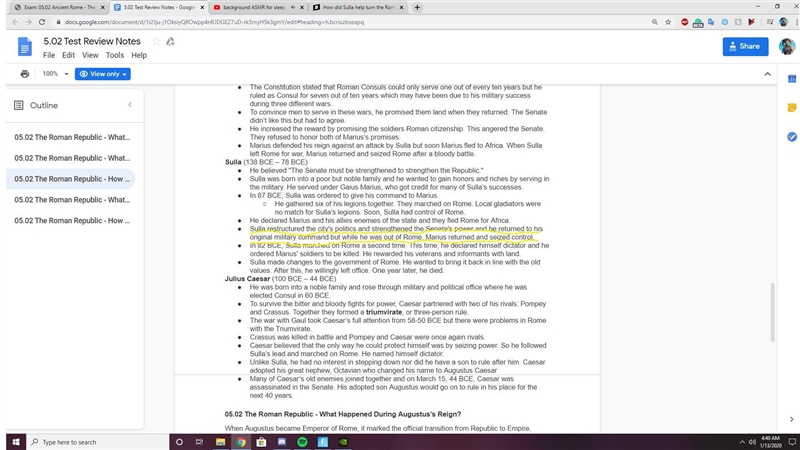 How did Sulla help turn the Roman Republic into the Roman Empire? He angered the Senate-example-1