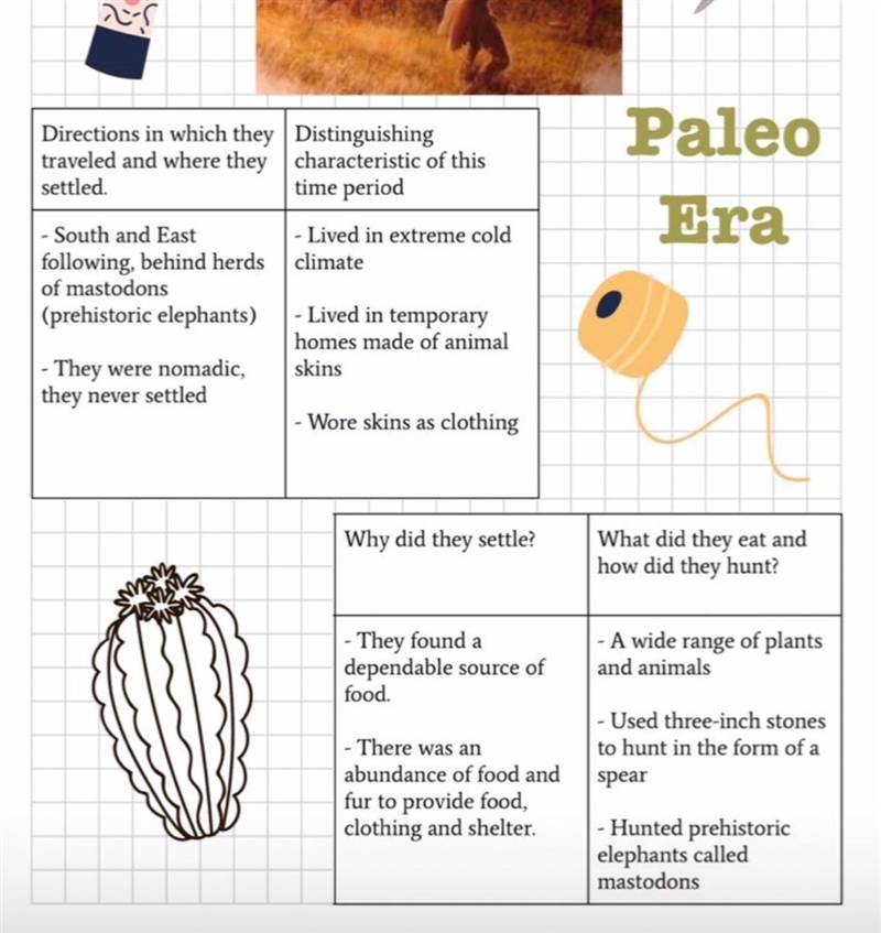 Identify where Paleolithic people migrated to and what food did they find there-example-1