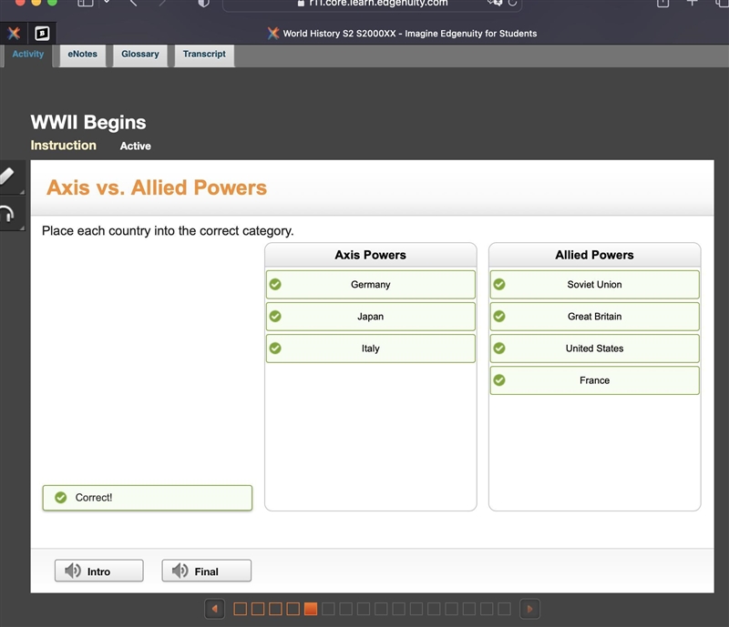 Axis vs. Allied Powers Place cach country into the correct category Axis Powers Allied-example-1