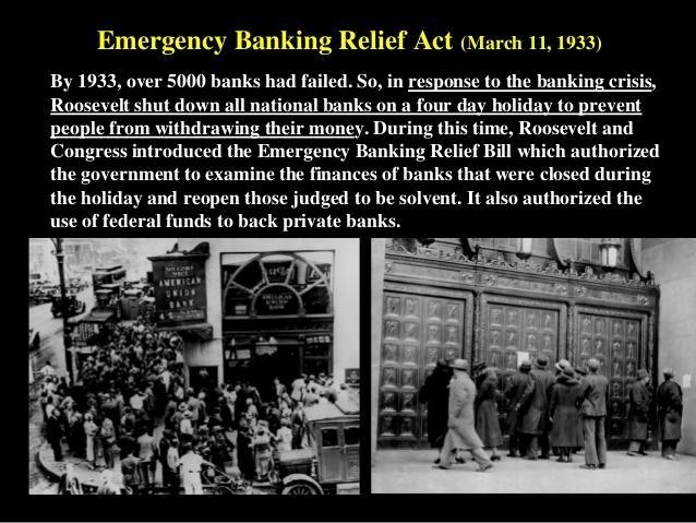 What was the significance of the Emergency Banking Relief Act? A. to regulate the-example-1