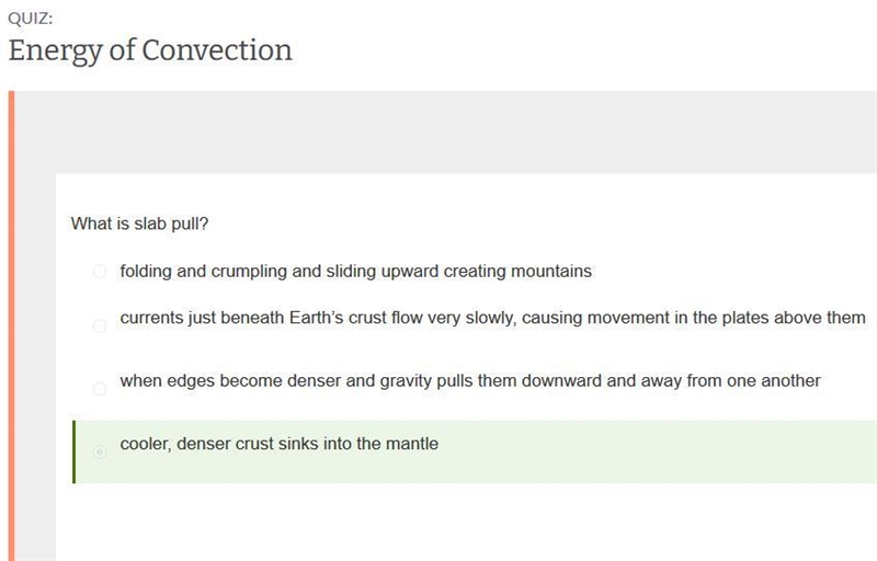 What is ridge push? cooler, denser crust sinks into the mantle when edges become denser-example-1