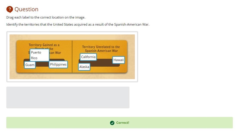 Identify the territories that the United States acquired as a result of the Spanish-example-1