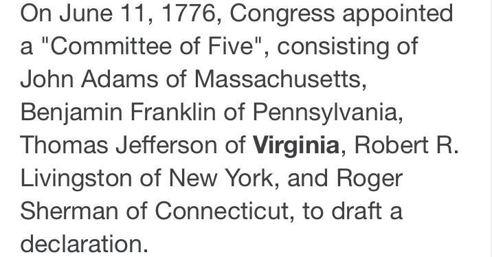 5. A declaration of independence from Great Britain was to be written by a Committee-example-1