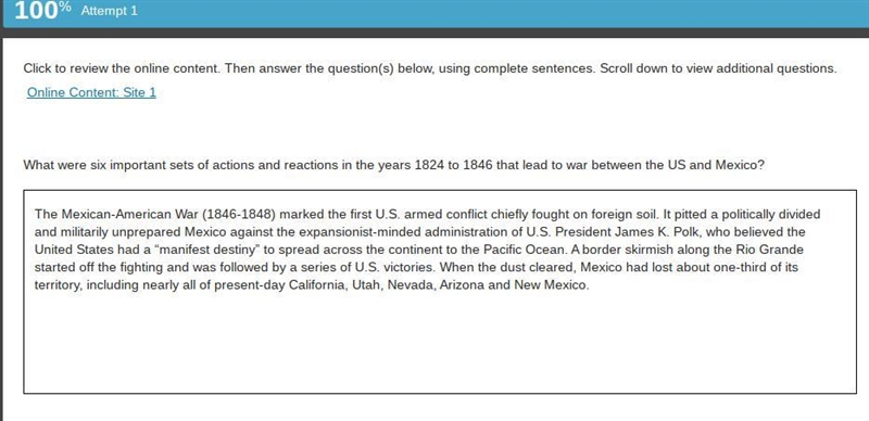 What were six important sets of actions and reactions in the years 1824 to 1846 that-example-1