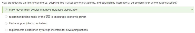 How are reducing barriers to commerce, adopting free-market economic systems, and-example-1