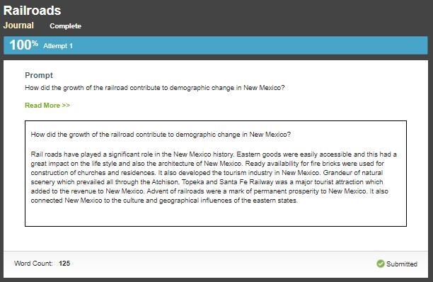 How did the growth of the railroad contribute to demographic change in New Mexico-example-1