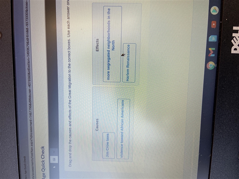 Drag and drop the causes and effects of the Great Migration to the correct boxes. Use-example-1