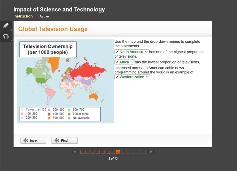 Use the map and the drop-down menus to complete the statements has one of the highest-example-1