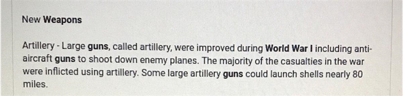 What is a VERY good conclusion about the guns of World War 1-example-1