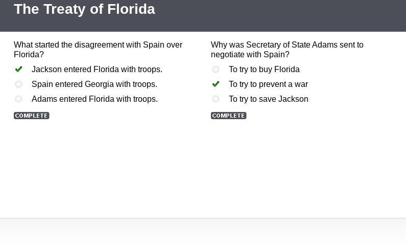 What started the disagreement with Spain over Florida?-example-1