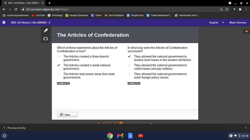 Which of these statements about the Articles of Confederation is true? The Articles-example-1