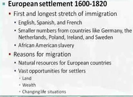 What countries sent immigrants to America during the age of European settlement from-example-1