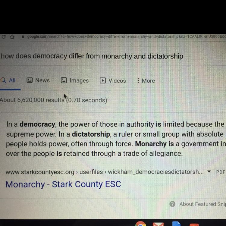 I need a summary for how does democracy differ from monarchy and dictatorship please-example-1