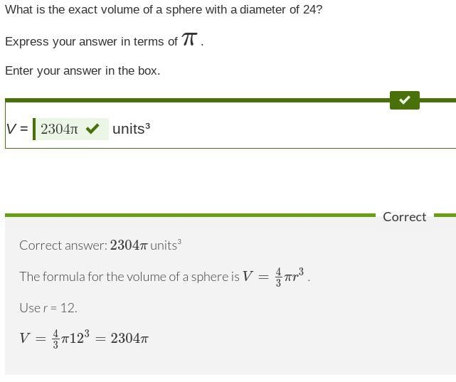 The diameter of a sphere is 24 cmThe volume of the sphere-example-1