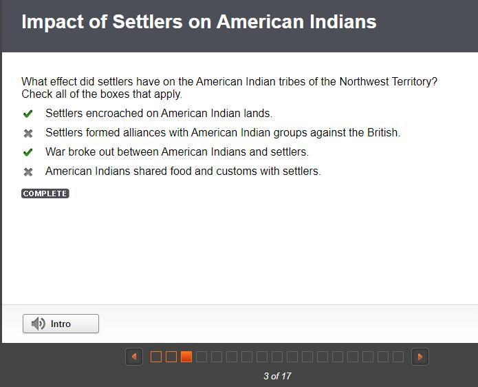 What effect did settlers have on the American Indian tribes of the Northwest Territory-example-1