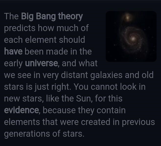 Explain the Big Bang theory and the evidence scientists have to support it.-example-1