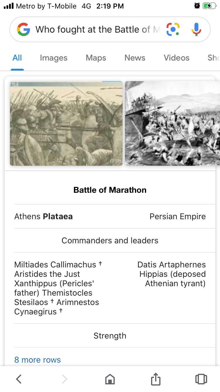 1) Who fought at the Battle of Marathon and the Battle of Salamis?-example-1