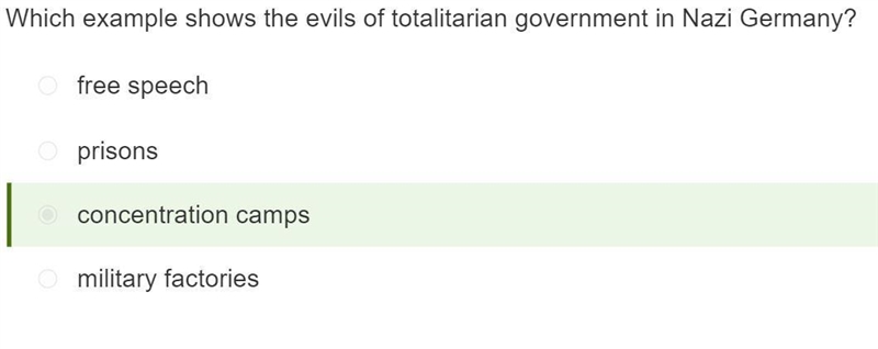 Which example shows the evils of totalitarian government in Nazi Germany? prisons-example-1