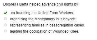 Dolores Huerta helped advance civil rights by co-founding the United Farm Workers-example-1