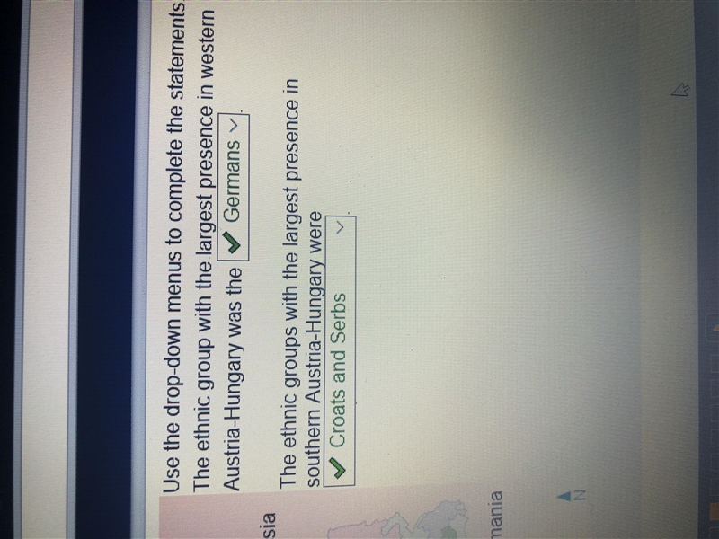 Use the drop-down menus to complete the statements. The ethnic group with the largest-example-1