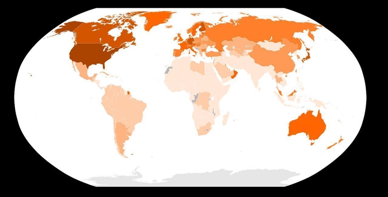 According to the map, the highest ownership rate of televisions is found in-example-1