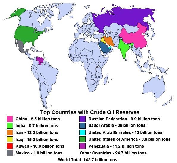 Based on the map how do the crude oil resource in north America compare with the rest-example-1