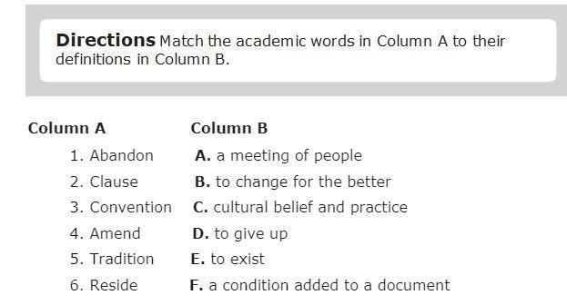 Match the words to the definition-example-1