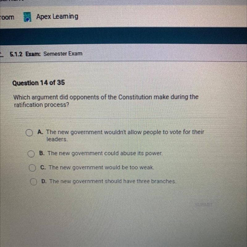 Which argument did opponents of the Constitution make during the ratification process-example-1