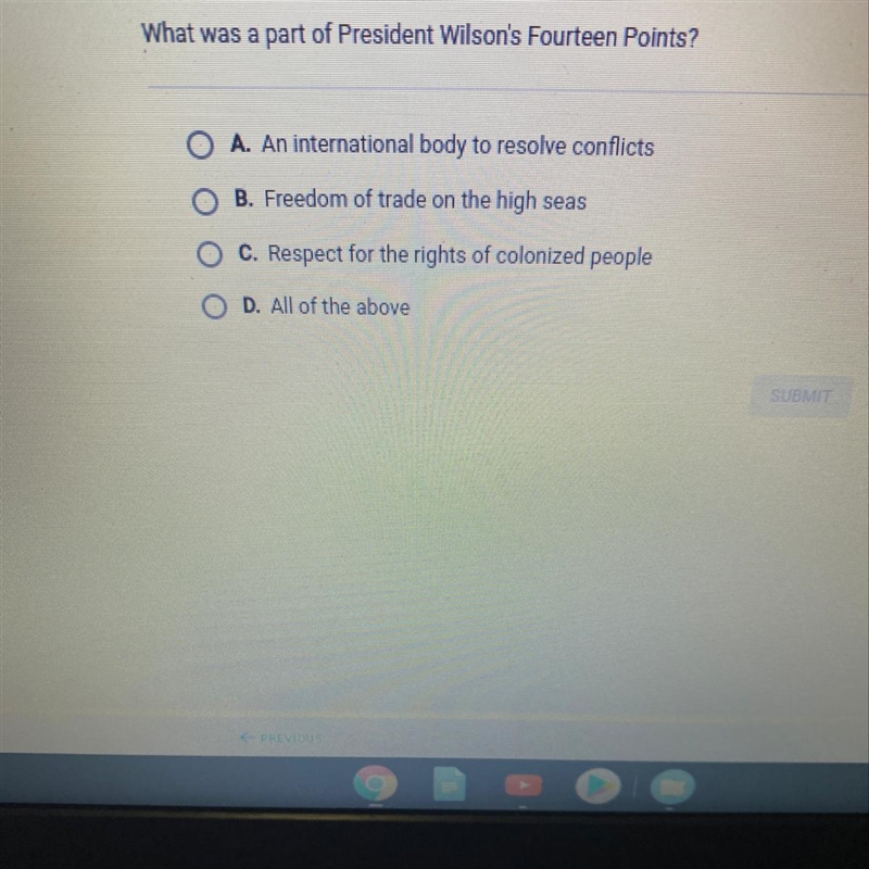 2 Points What was a part of President Wilson's Fourteen Points? A. An international-example-1