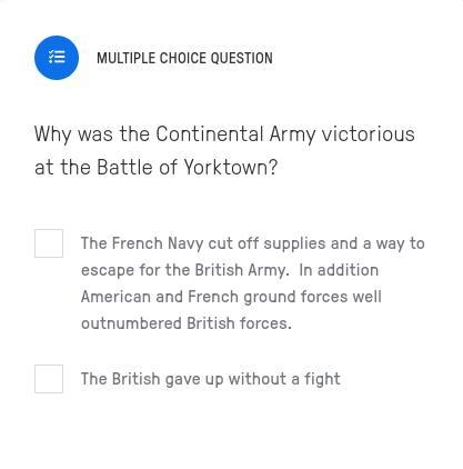 Why was the Continental Army victorious at the Battle of Yorktown?-example-1