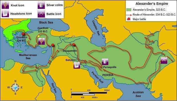 Describe the location of Greek homeland (including Macedonia) before 334 BCE.-example-1