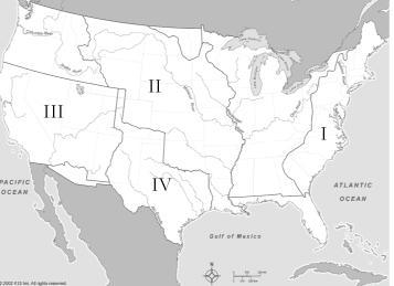 What does area III on the map indicate? A. Northwest Territory B. Mexican Cession-example-1