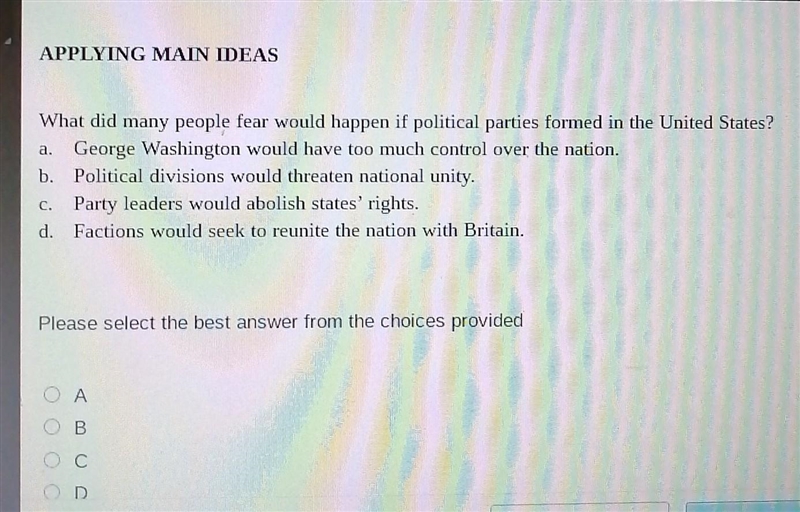 What did many people fear would happen if political parties formed in the United States-example-1