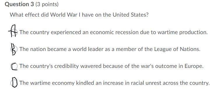 What effect did World War 1 have on the United States?-example-1