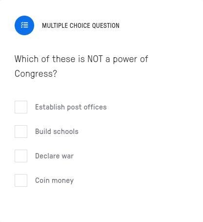 Which of these is NOT a power of Congress?-example-1