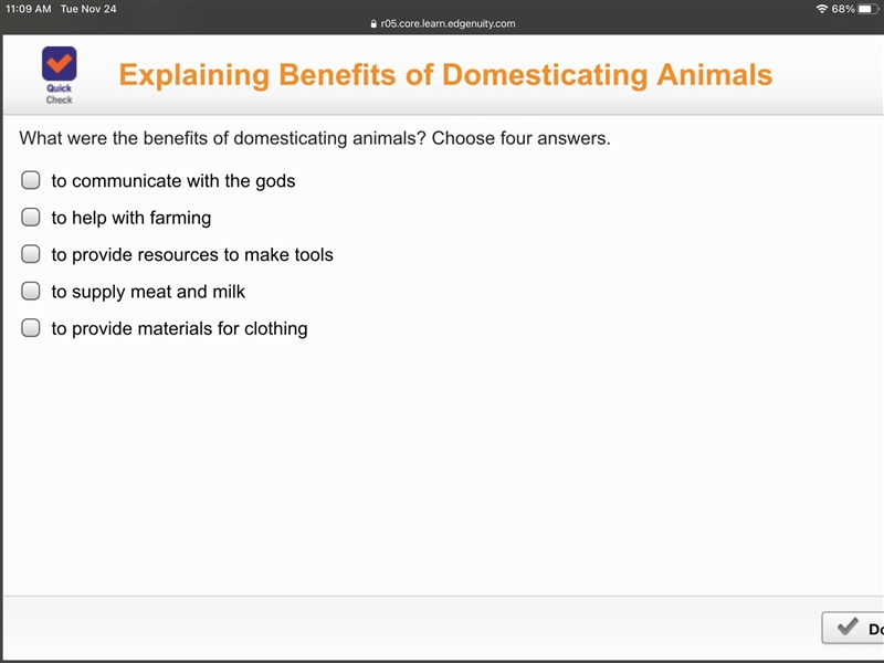 Explaining benefits of domesticating animals?-example-1