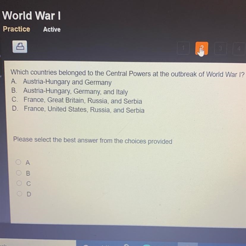 ASAP Which countries belonged to the Central Powers at the outbreak of World War I-example-1