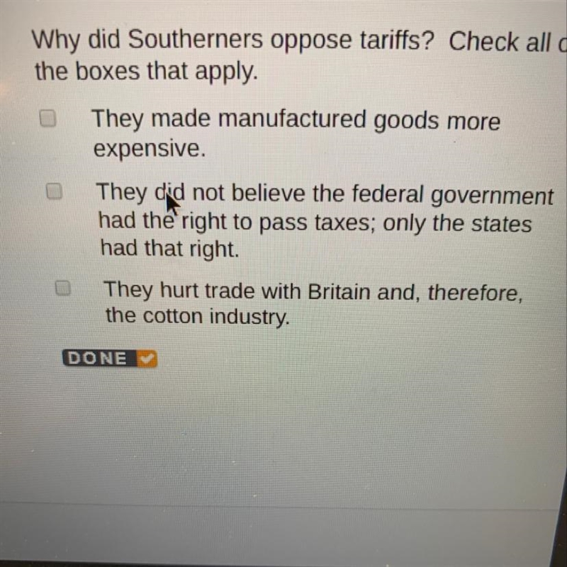 Why did southerners oppose tariffs-example-1