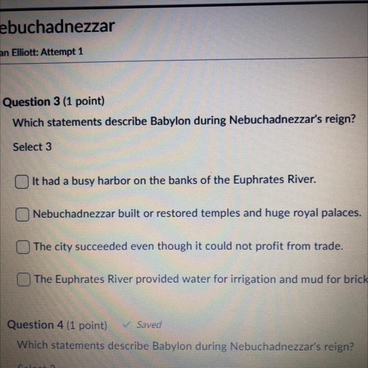 Which statements describe babylon during nebuchadnezzars reign-example-1