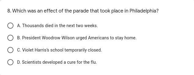 Which was an effect of the parade that took place in Philadelphia?-example-1