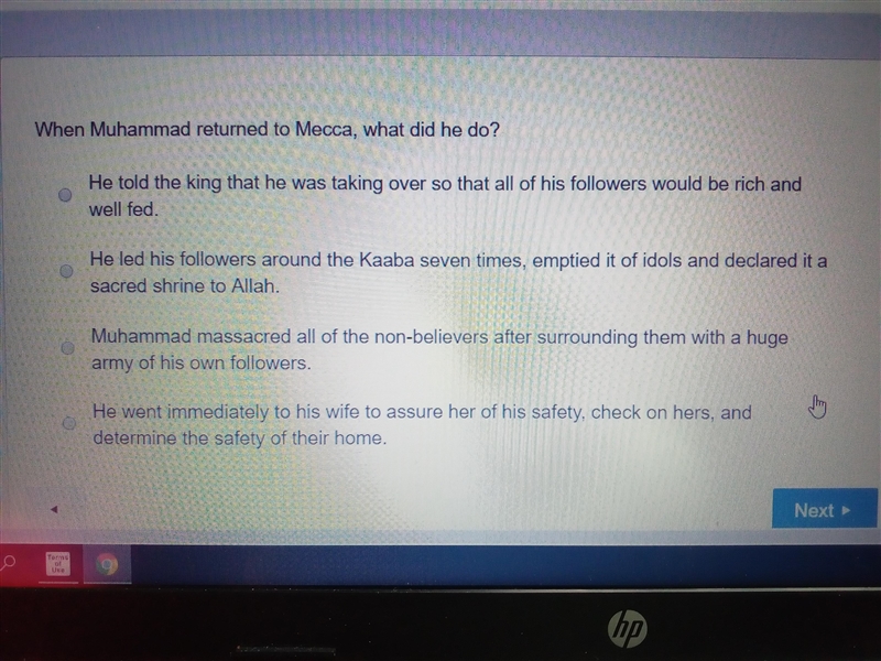 When Muhammad returned to Mecca, what did he do?-example-1