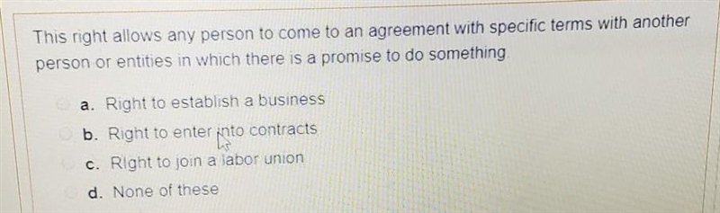 This right allows any person to come to an agreement with specific terms with another-example-1