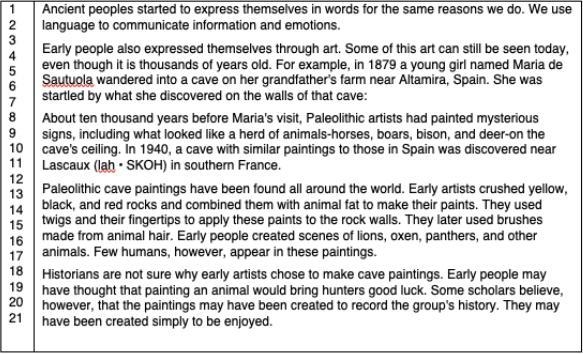 (1) What type of art did Paleolithic people create? Read the text before you answer-example-1