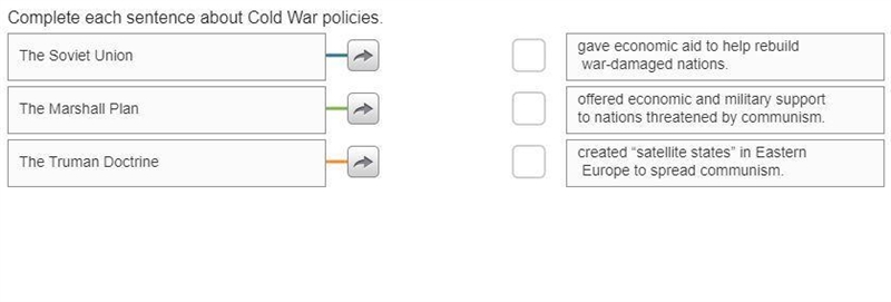 Complete each sentence about cold war policies-example-1